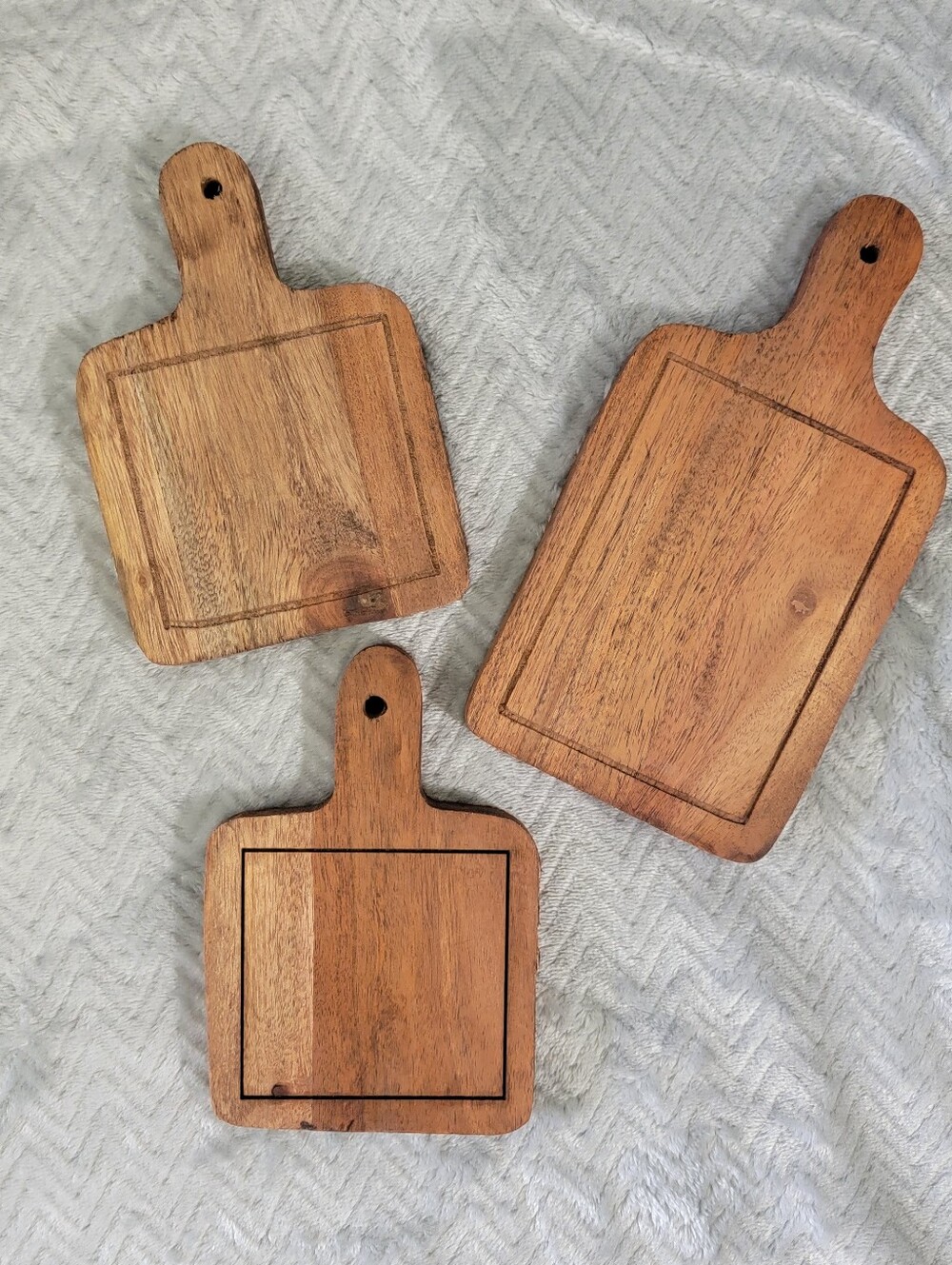Set of 3 Small Handmade Wooden Cutting Boards w/ Handles & Hanging Hole crafts